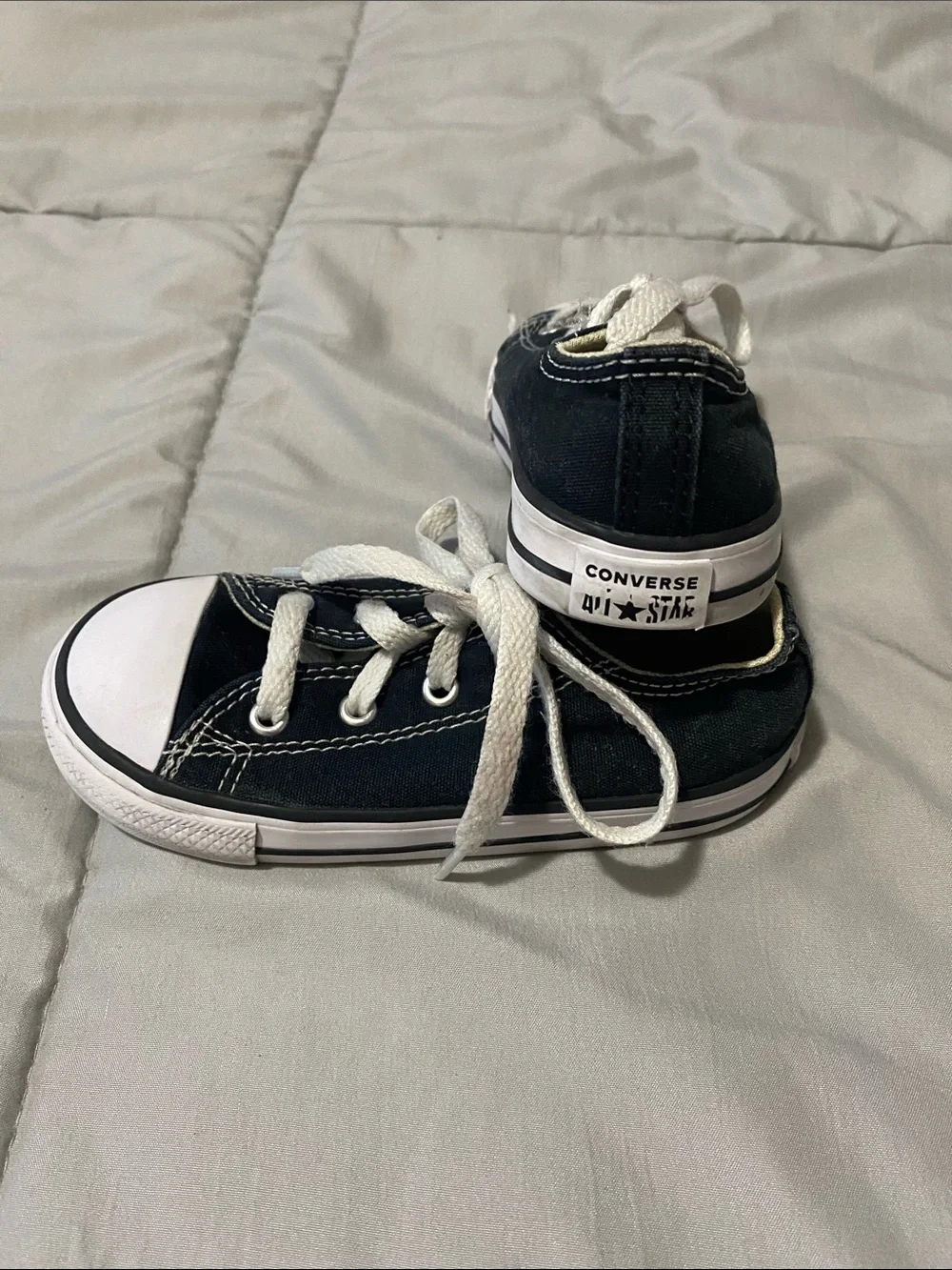 Converse Kids Navy Canvas Lace-Up Sneakers with White Toe